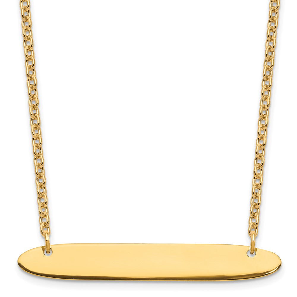 Gold Plated Sterling Silver/Gold Medium Oblong Blank Bar Necklace