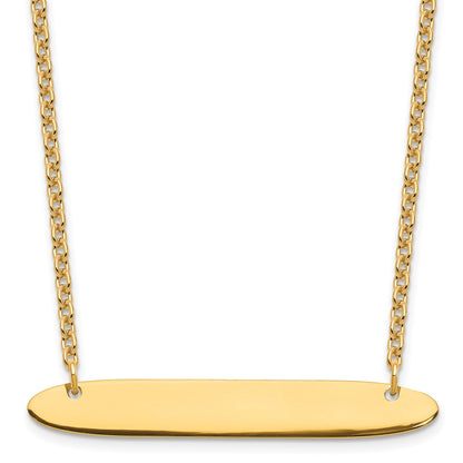 Gold Plated Sterling Silver/Gold Medium Oblong Blank Bar Necklace