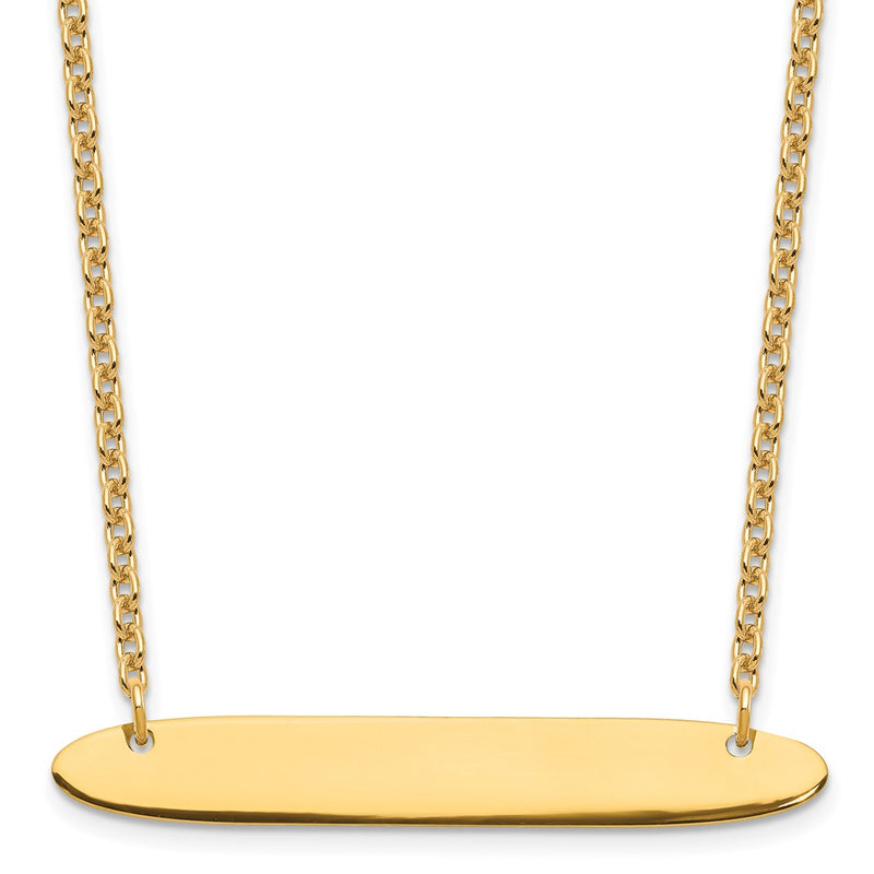Gold Plated Sterling Silver/Gold Medium Oblong Blank Bar Necklace