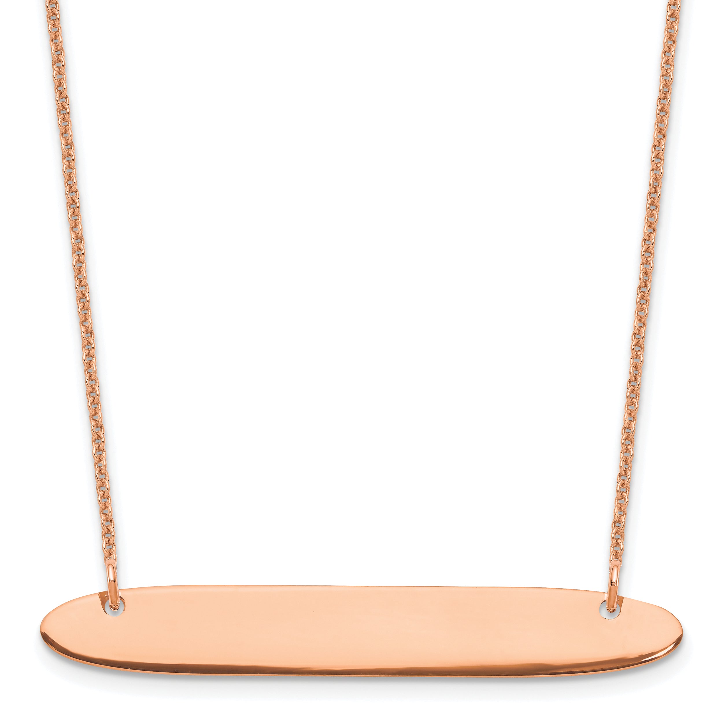 14K Rose Gold Medium Oblong Blank Bar Necklace