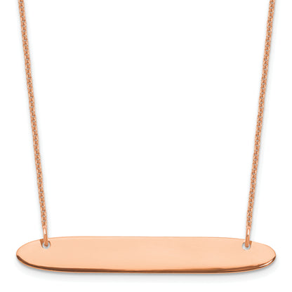 14K Rose Gold Medium Oblong Blank Bar Necklace