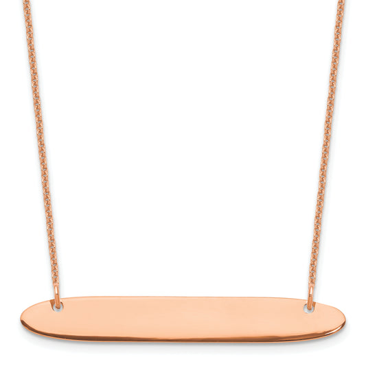 14K Rose Gold Medium Oblong Blank Bar Necklace
