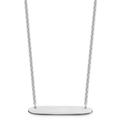 Sterling Silver Silver/Rhodium Plated Medium Oblong Blank Bar Necklace