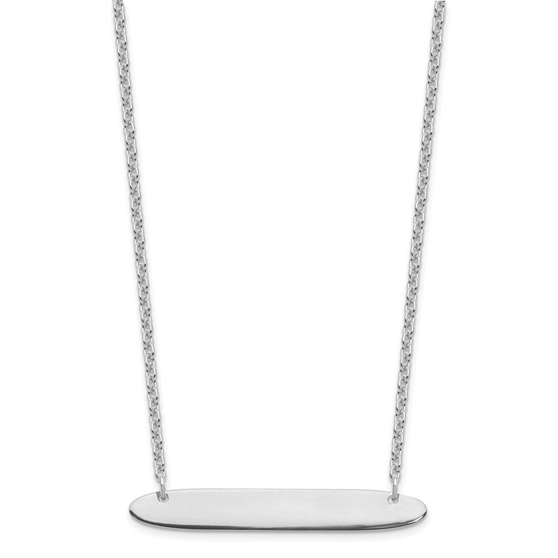 Sterling Silver Silver/Rhodium Plated Medium Oblong Blank Bar Necklace