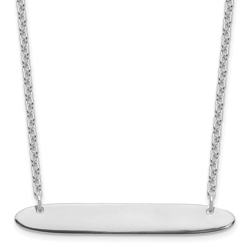 Sterling Silver Silver/Rhodium Plated Medium Oblong Blank Bar Necklace