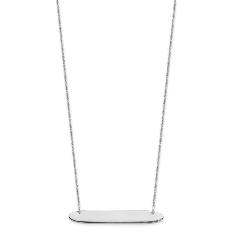 14K White Gold Medium Oblong Blank Bar Necklace