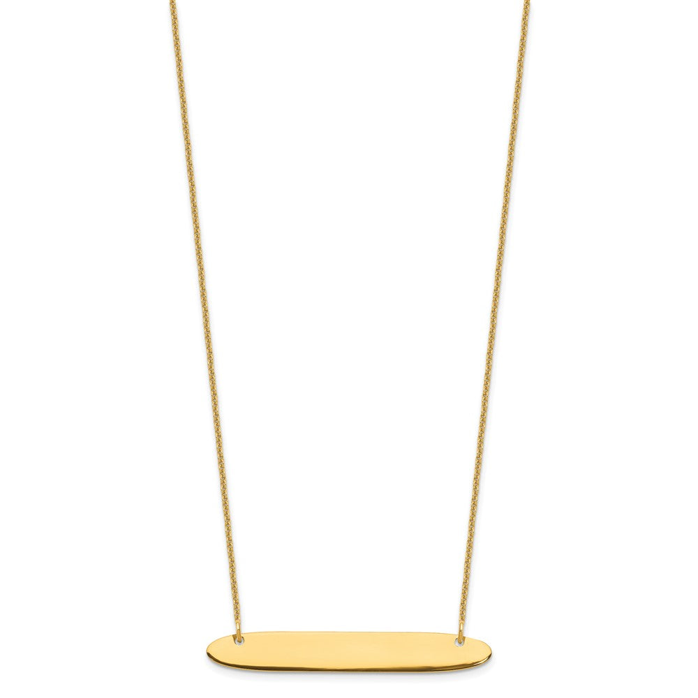14K Yellow Gold Medium Oblong Blank Bar Necklace