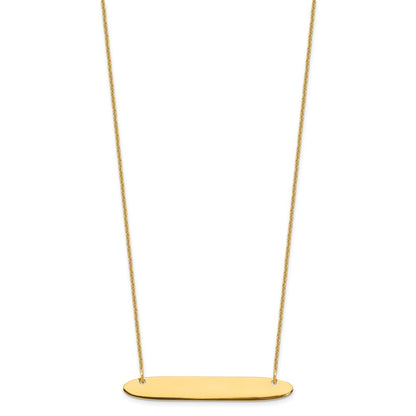 14K Yellow Gold Medium Oblong Blank Bar Necklace