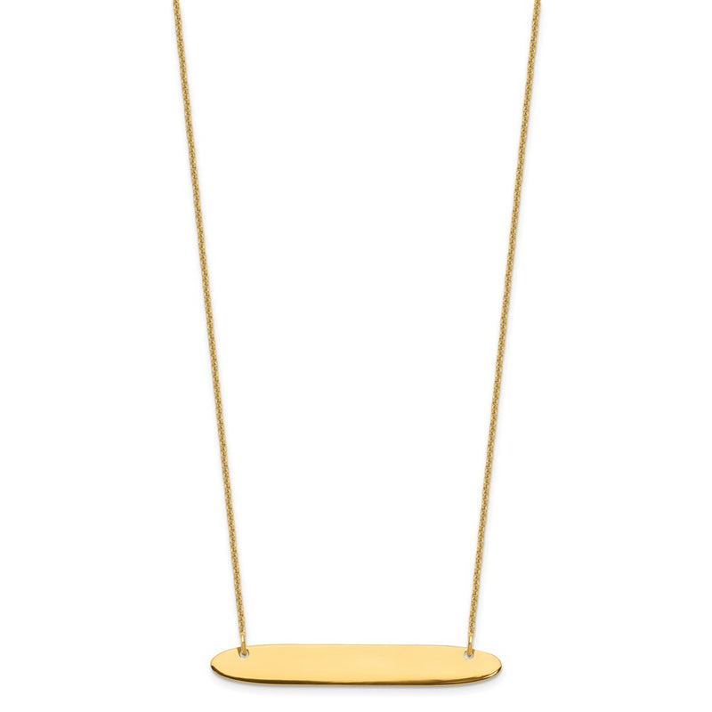 14K Yellow Gold Medium Oblong Blank Bar Necklace