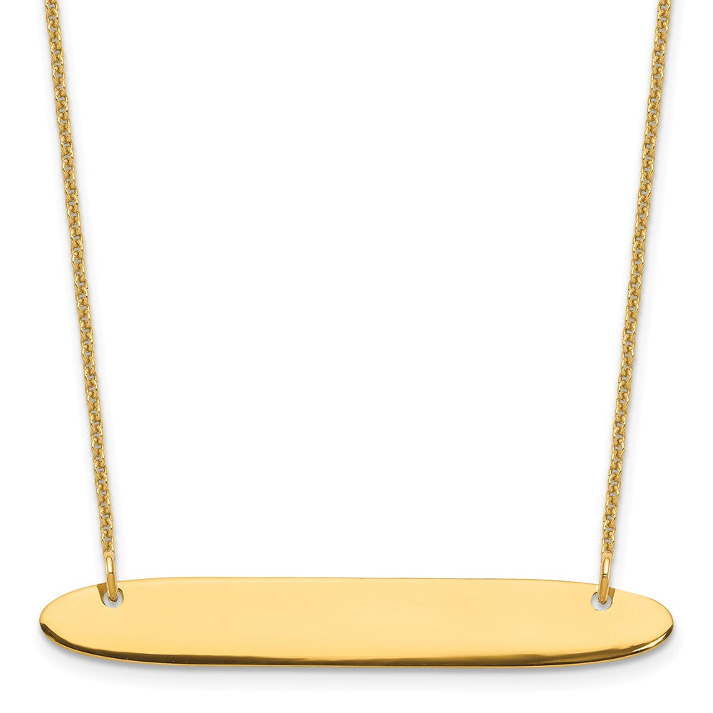 14K Yellow Gold Medium Oblong Blank Bar Necklace