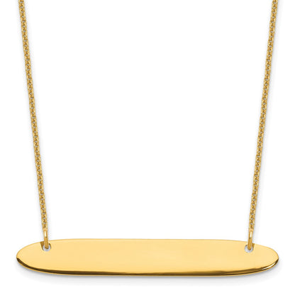 14K Yellow Gold Medium Oblong Blank Bar Necklace