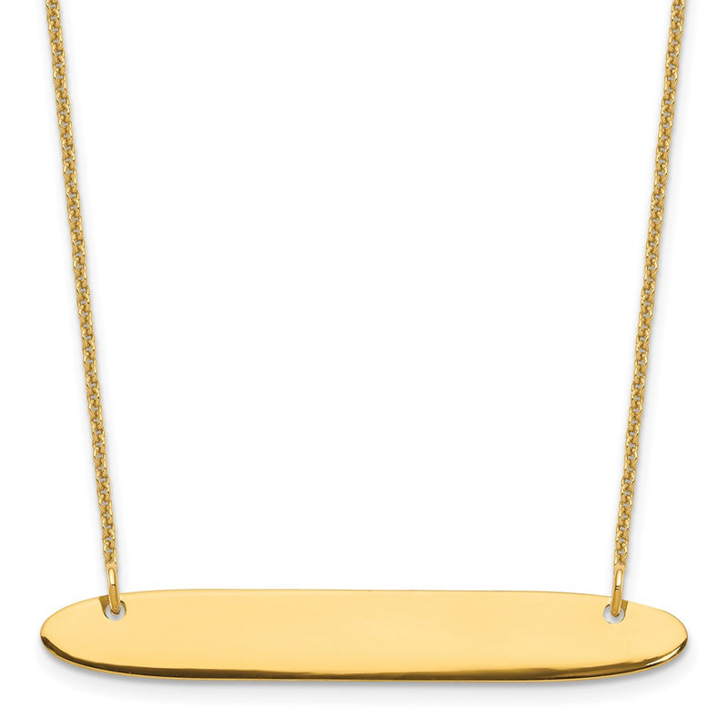 14K Yellow Gold Medium Oblong Blank Bar Necklace