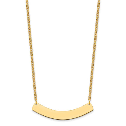 Gold Plated Sterling Silver/Gold Medium Curved Blank Bar Necklace