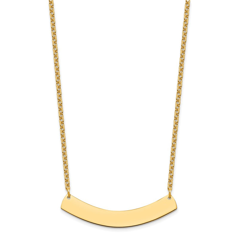 Gold Plated Sterling Silver/Gold Medium Curved Blank Bar Necklace