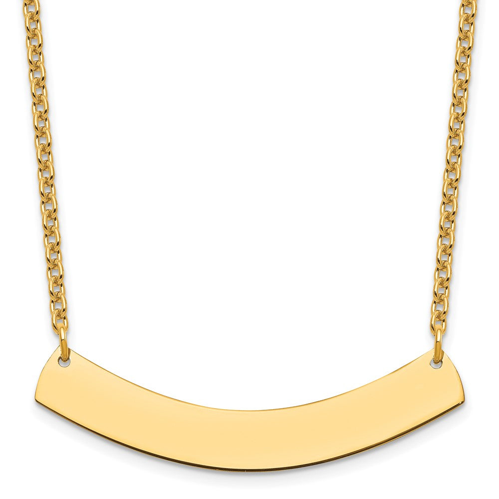 Gold Plated Sterling Silver/Gold Medium Curved Blank Bar Necklace
