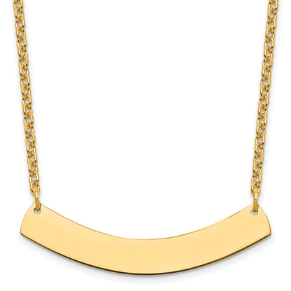 Gold Plated Sterling Silver/Gold Medium Curved Blank Bar Necklace