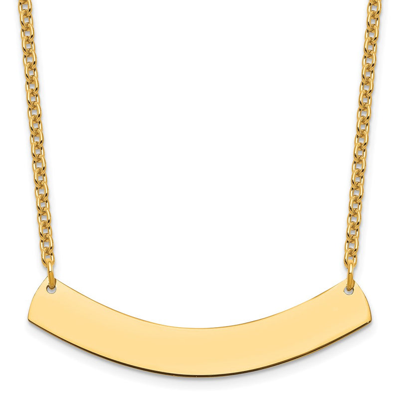 Gold Plated Sterling Silver/Gold Medium Curved Blank Bar Necklace