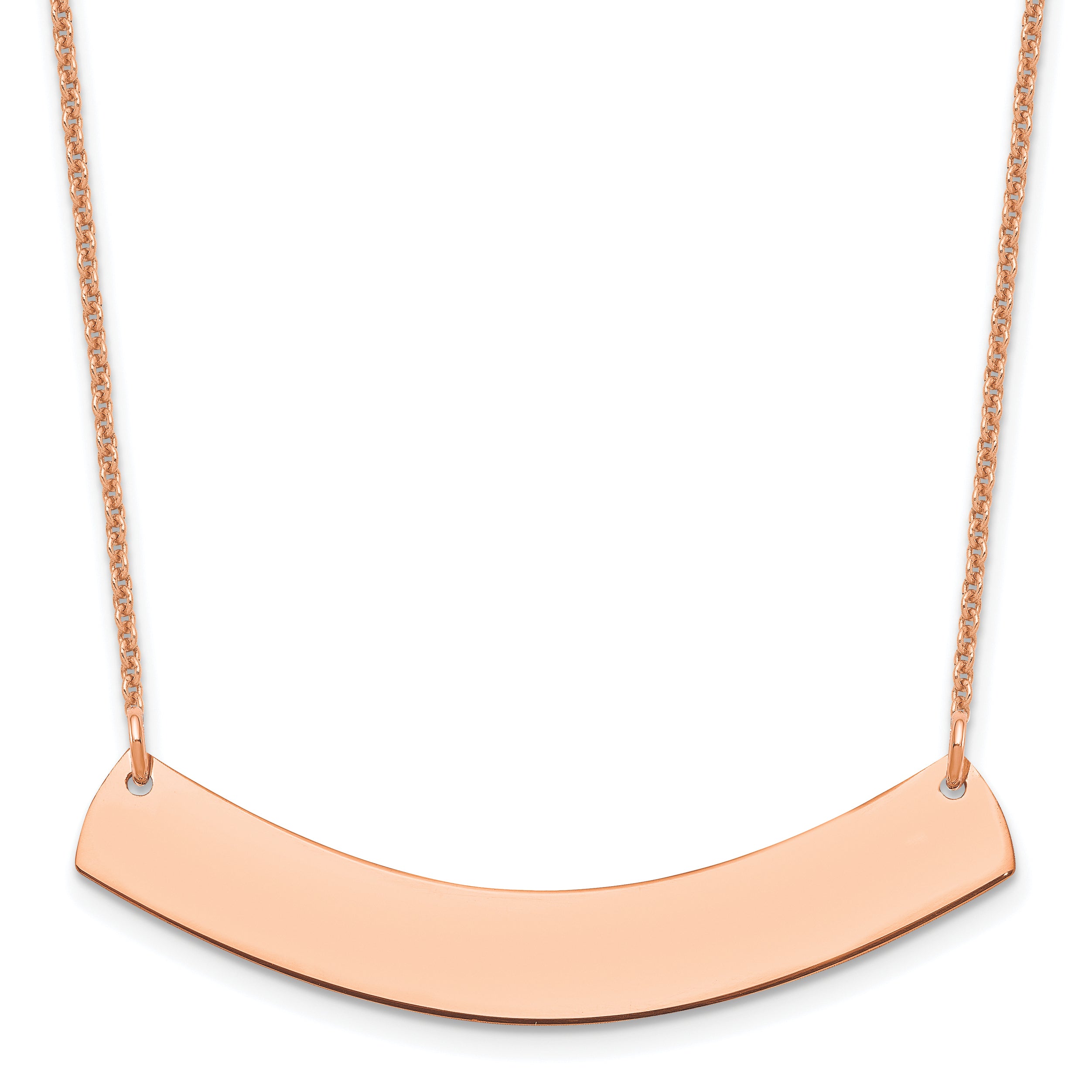 14K Rose Gold Medium Curved Blank Bar Necklace