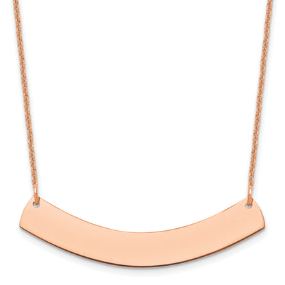14K Rose Gold Medium Curved Blank Bar Necklace