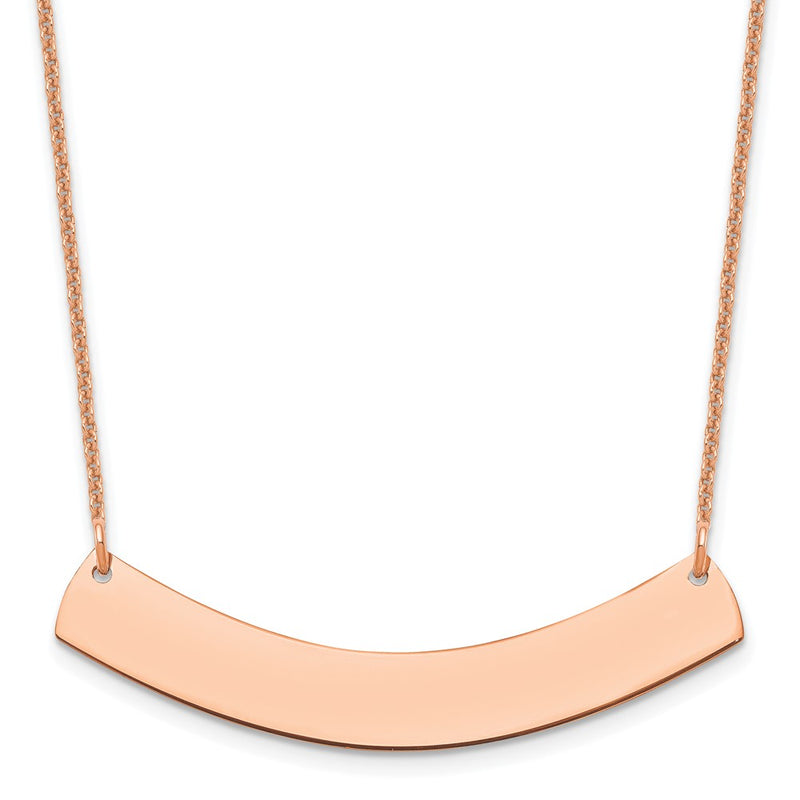 14K Rose Gold Medium Curved Blank Bar Necklace
