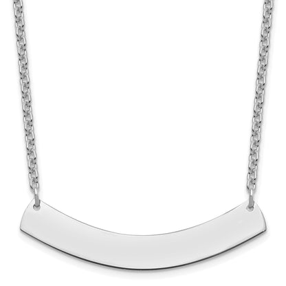 Sterling Silver Silver/Rhodium Plated Medium Curved Blank Bar Necklace