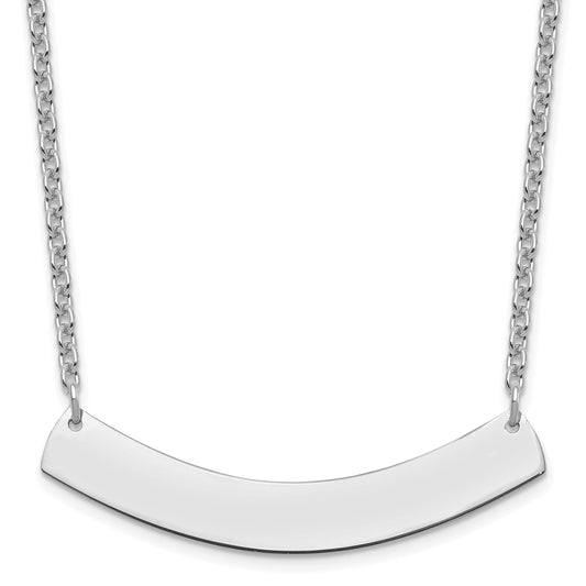 Sterling Silver Silver/Rhodium Plated Medium Curved Blank Bar Necklace