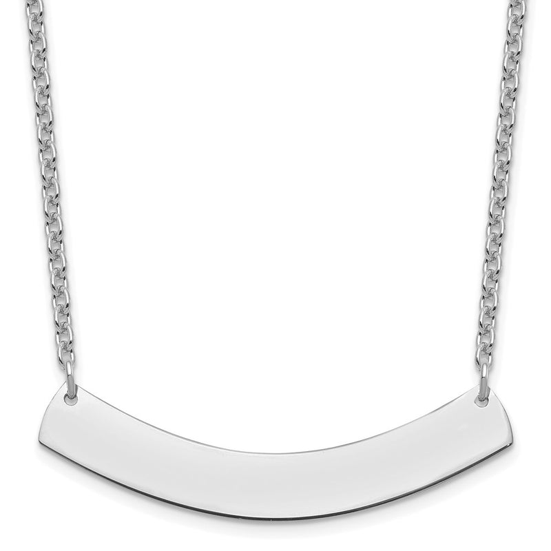 Sterling Silver Silver/Rhodium Plated Medium Curved Blank Bar Necklace