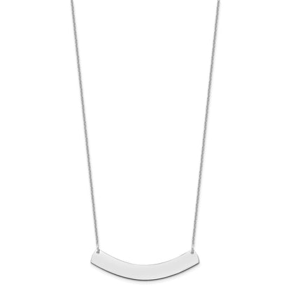 14K White Gold Medium Curved Blank Bar Necklace