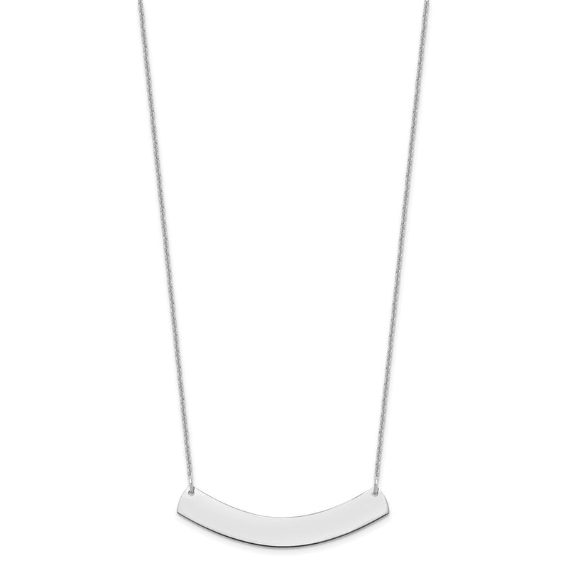 14K White Gold Medium Curved Blank Bar Necklace