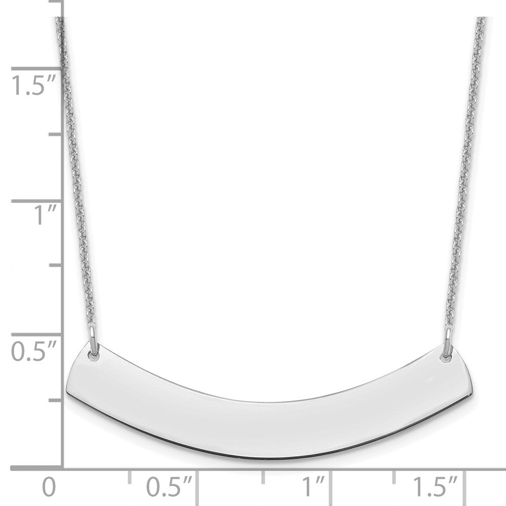 14K White Gold Medium Curved Blank Bar Necklace