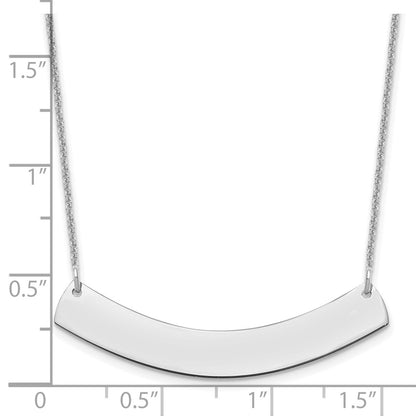 14K White Gold Medium Curved Blank Bar Necklace