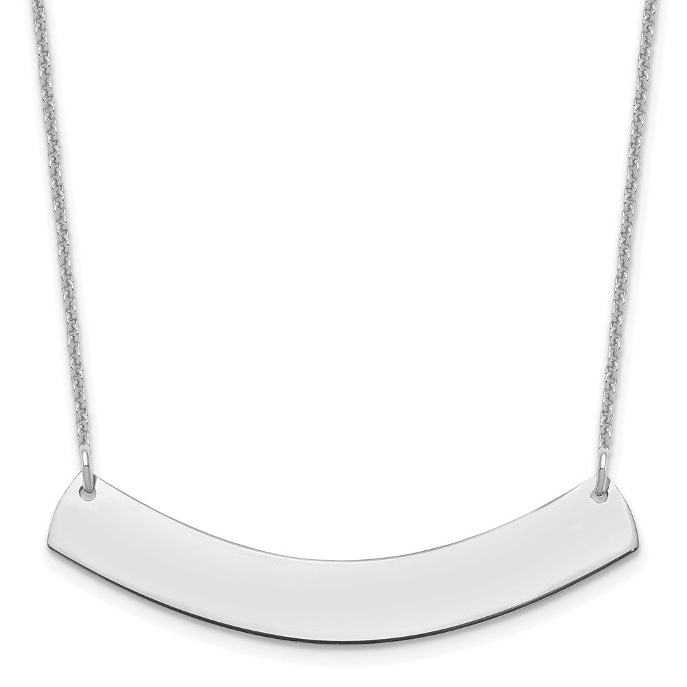 14K White Gold Medium Curved Blank Bar Necklace