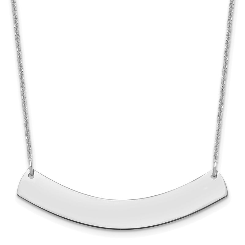 14K White Gold Medium Curved Blank Bar Necklace