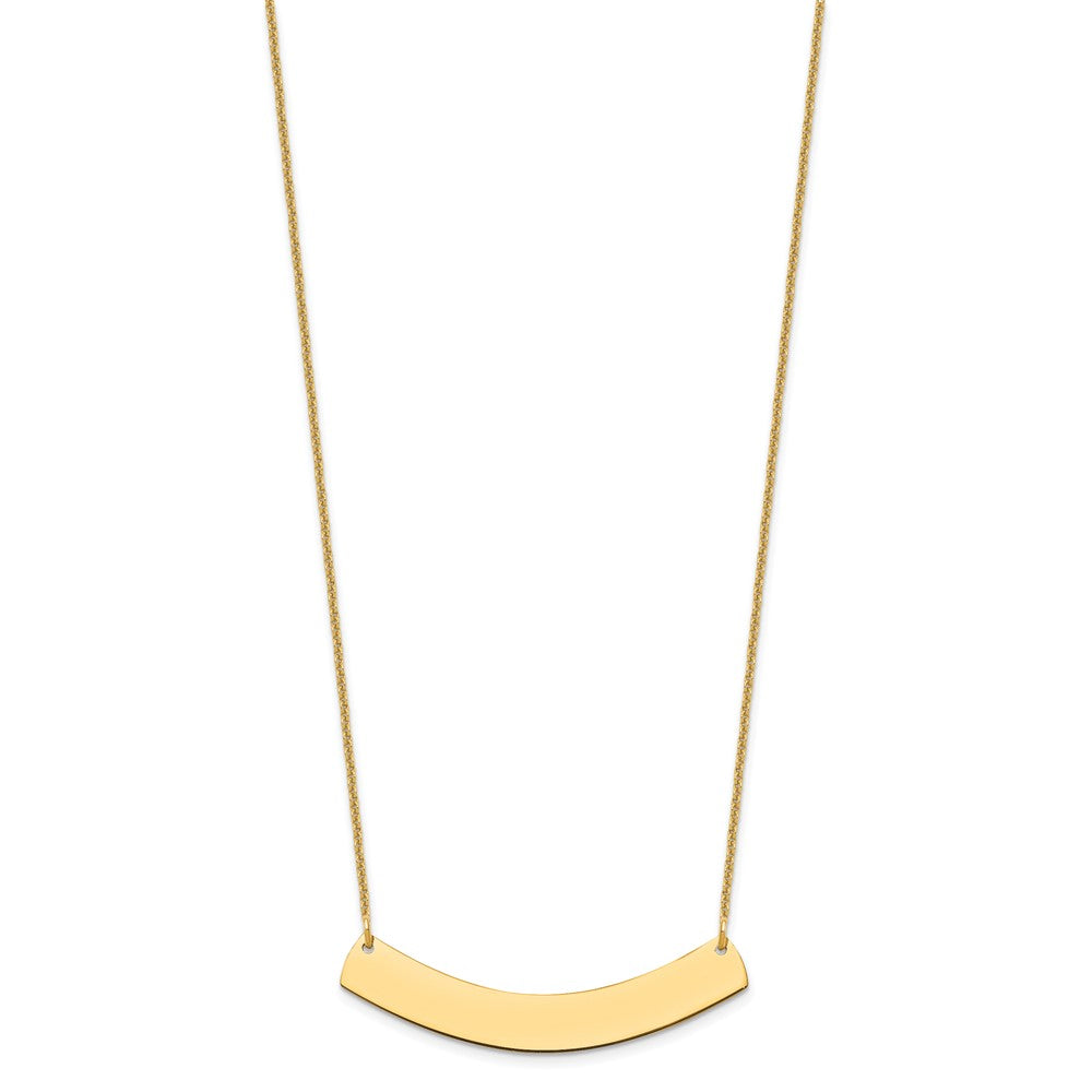 14K Yellow Gold Medium Curved Blank Bar Necklace