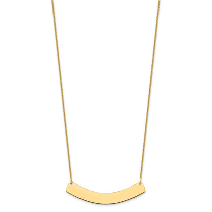 14K Yellow Gold Medium Curved Blank Bar Necklace