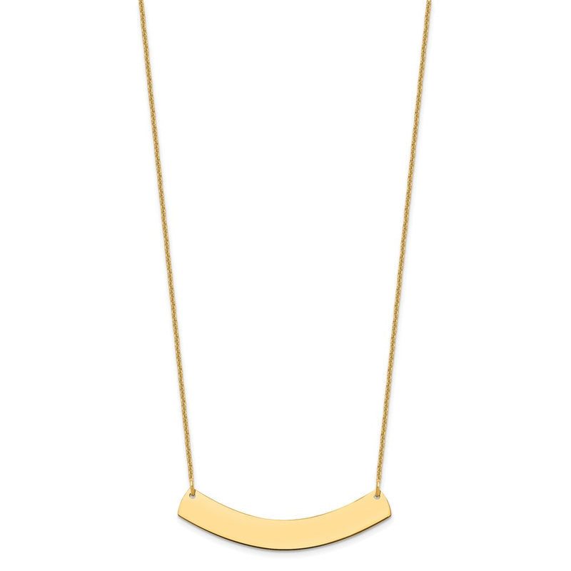 14K Yellow Gold Medium Curved Blank Bar Necklace