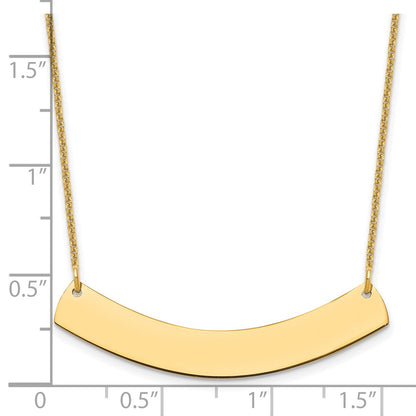 14K Yellow Gold Medium Curved Blank Bar Necklace