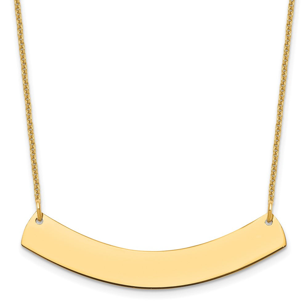 14K Yellow Gold Medium Curved Blank Bar Necklace