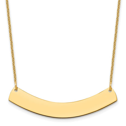 14K Yellow Gold Medium Curved Blank Bar Necklace