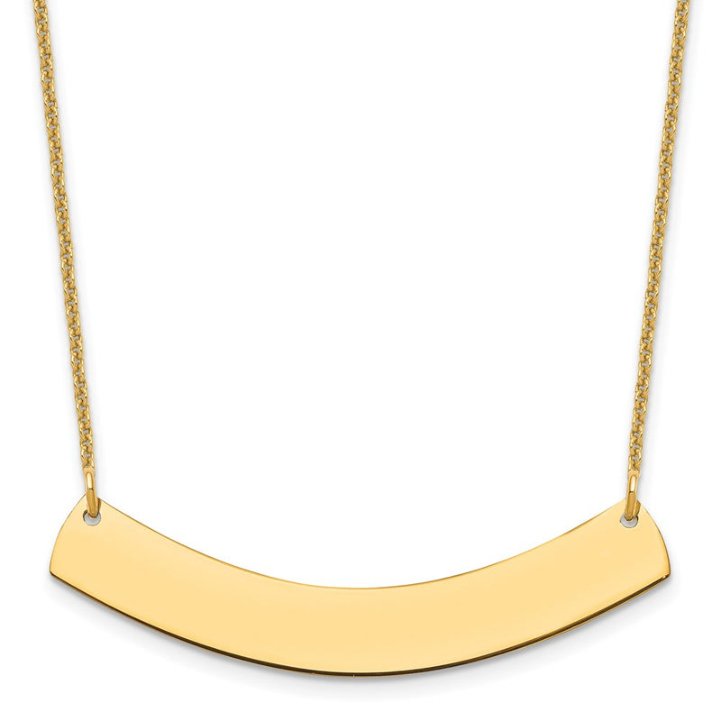 14K Yellow Gold Medium Curved Blank Bar Necklace