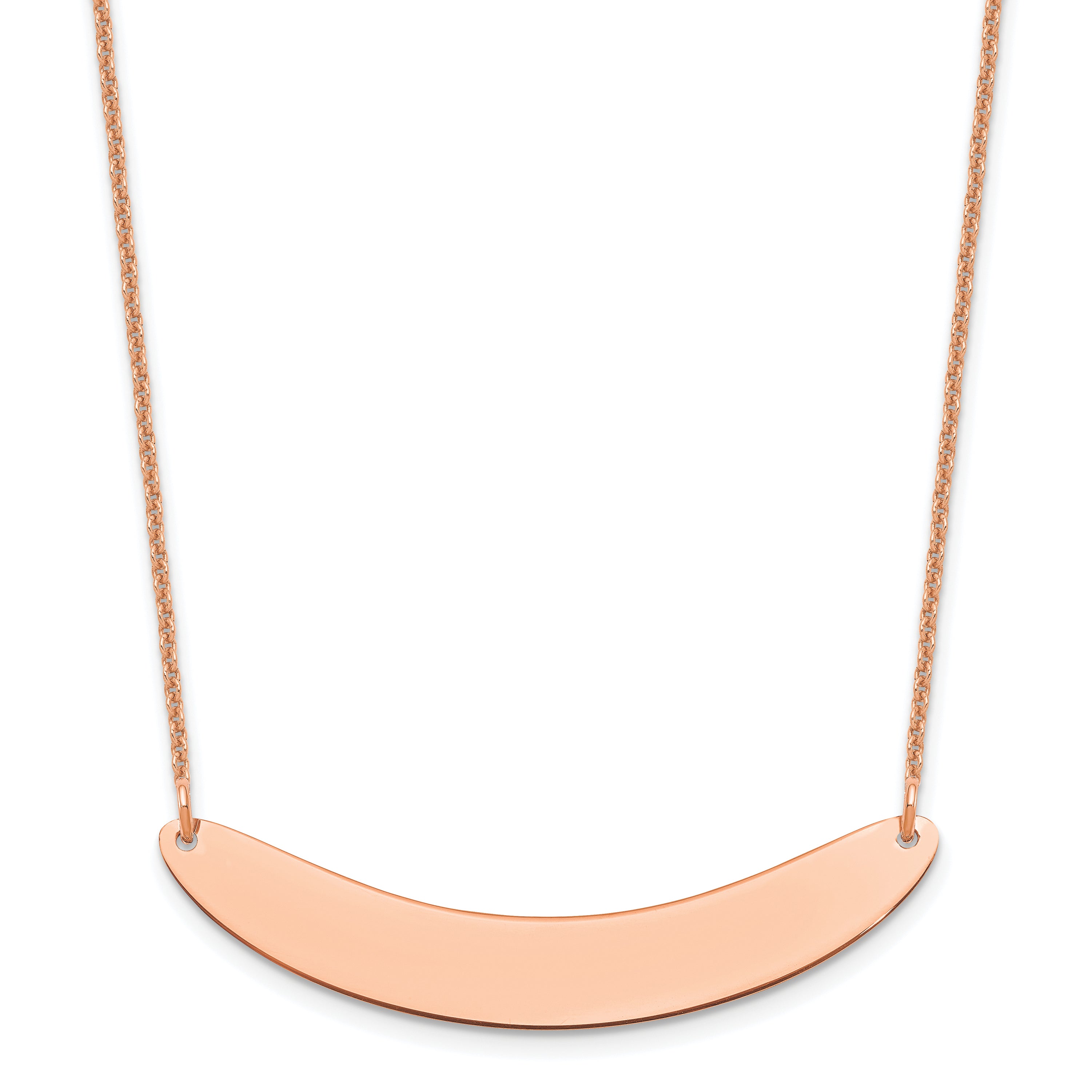 14K Rose Gold Medium Curved Blank Bar Necklace