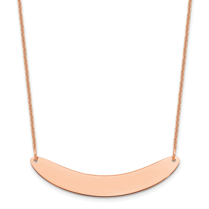 14K Rose Gold Medium Curved Blank Bar Necklace