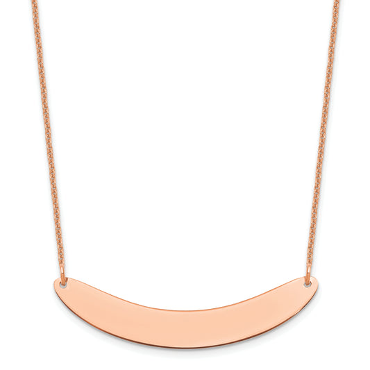 14K Rose Gold Medium Curved Blank Bar Necklace