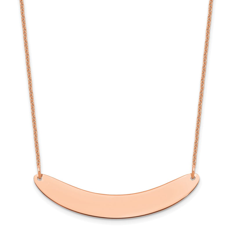 14K Rose Gold Medium Curved Blank Bar Necklace