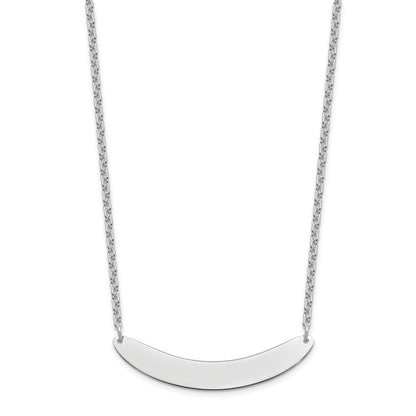 Sterling Silver Silver/Rhod Plated Medium Curved Blank Bar Necklace