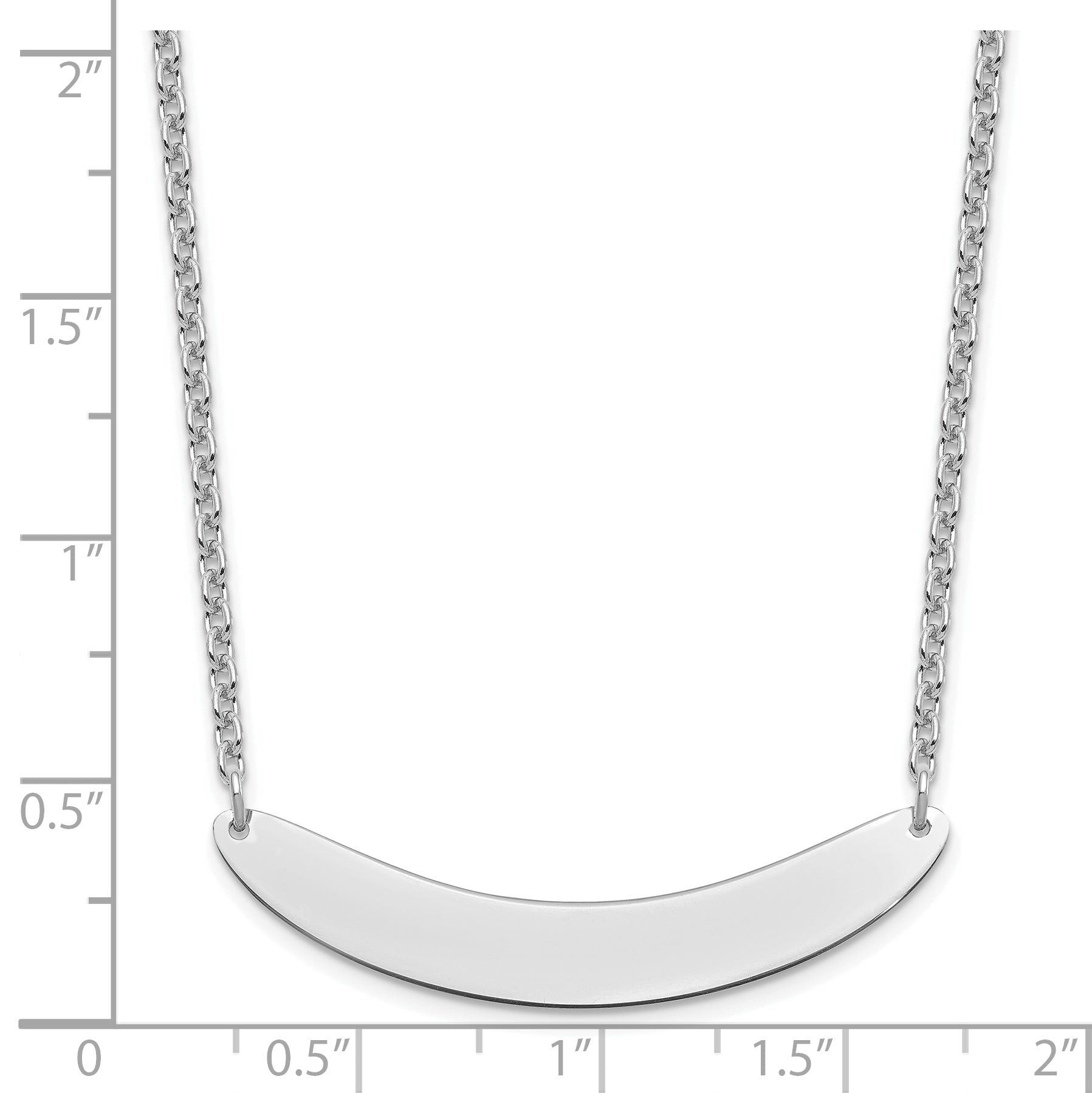 Sterling Silver Silver/Rhod Plated Medium Curved Blank Bar Necklace