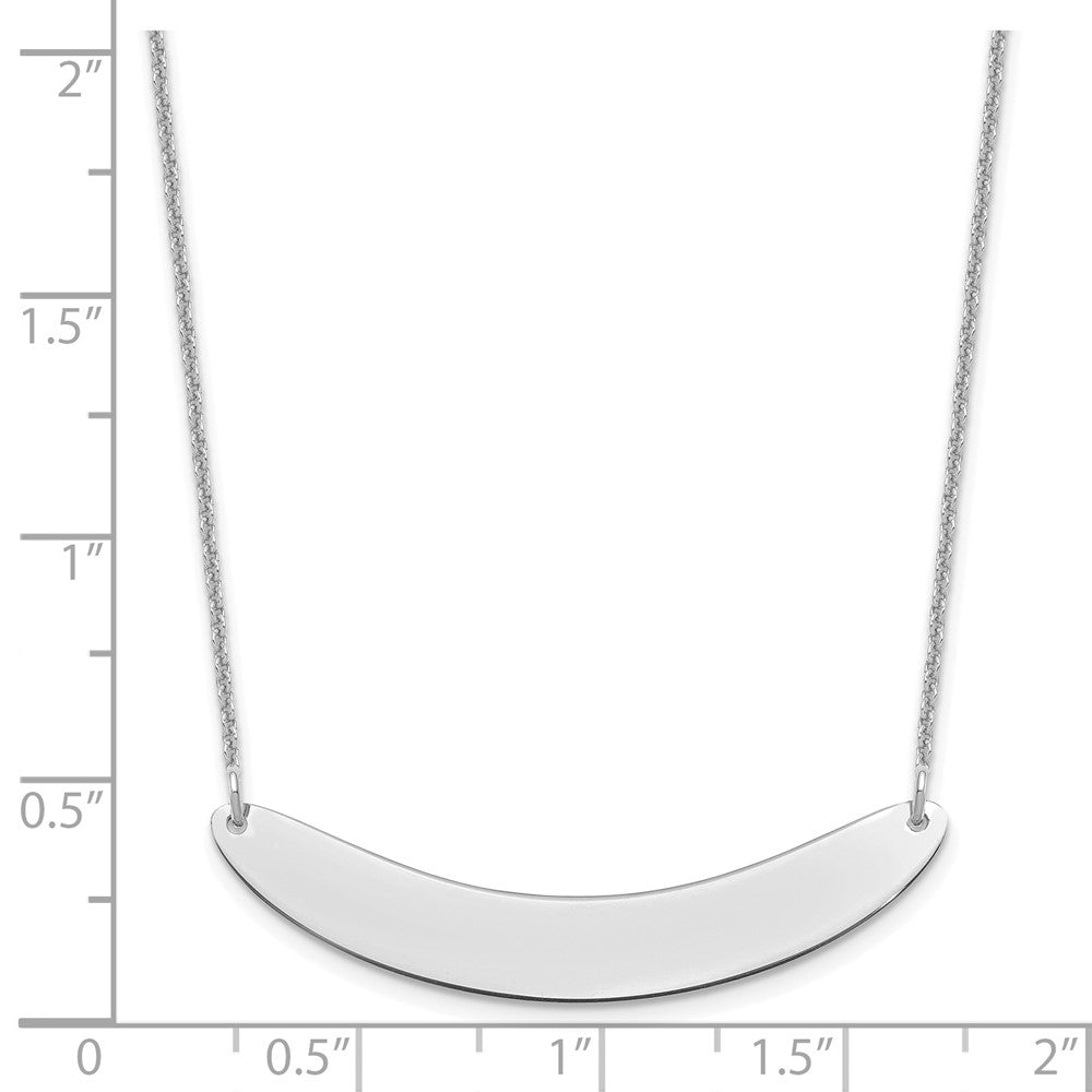 14K White Gold Medium Curved Blank Bar Necklace