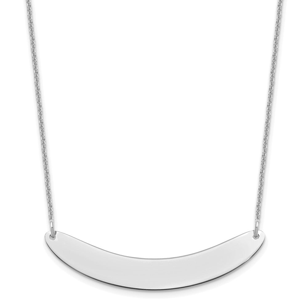 14K White Gold Medium Curved Blank Bar Necklace