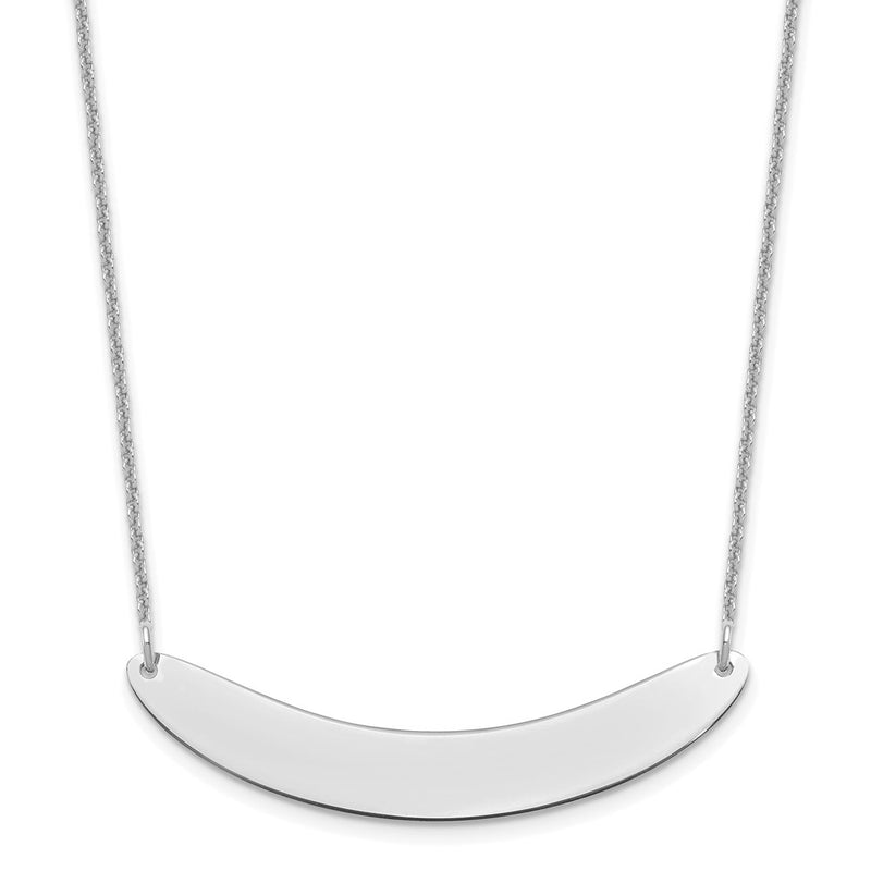 14K White Gold Medium Curved Blank Bar Necklace
