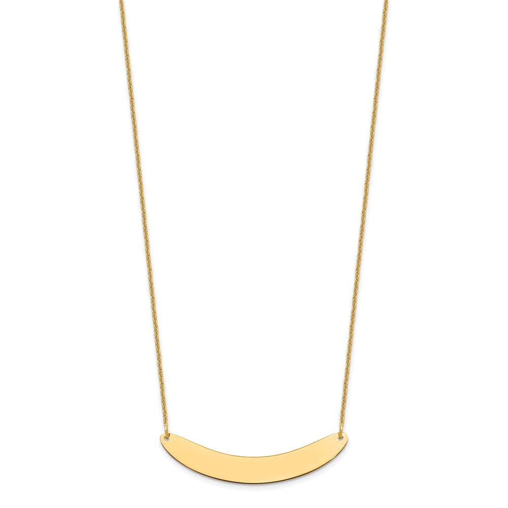 14K Yellow Gold Medium Curved Blank Bar Necklace